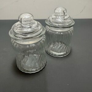 Set of Two Clear Glass Jars with Lids